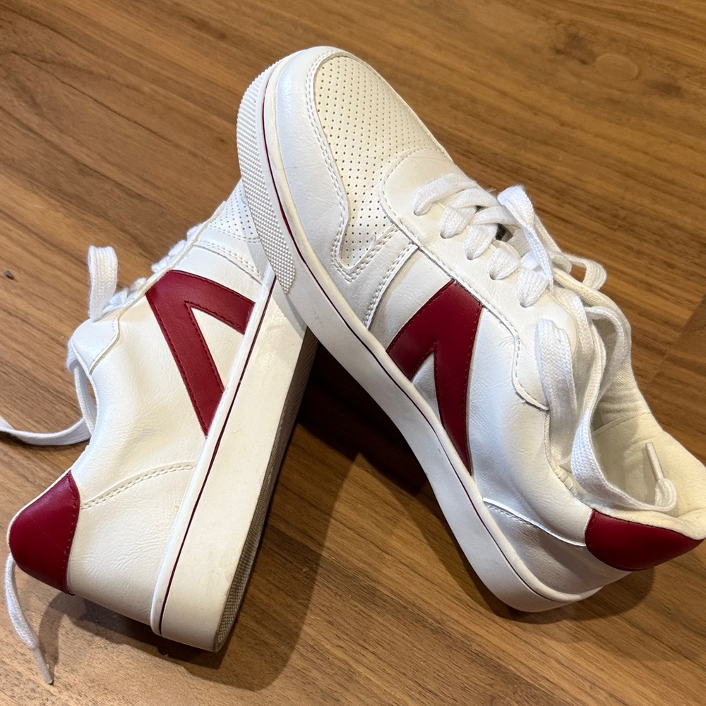 White and Red Sneakers